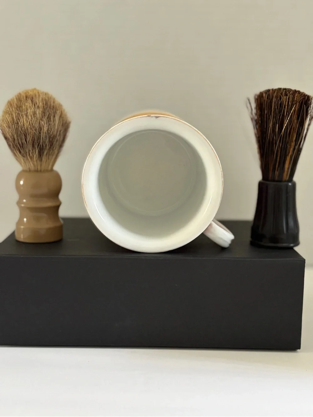 Set of 3 Antique Shaving Mugs with brushes